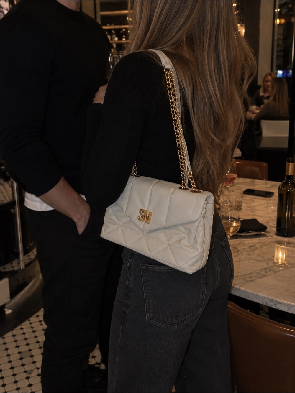 Steve Maden cream bag